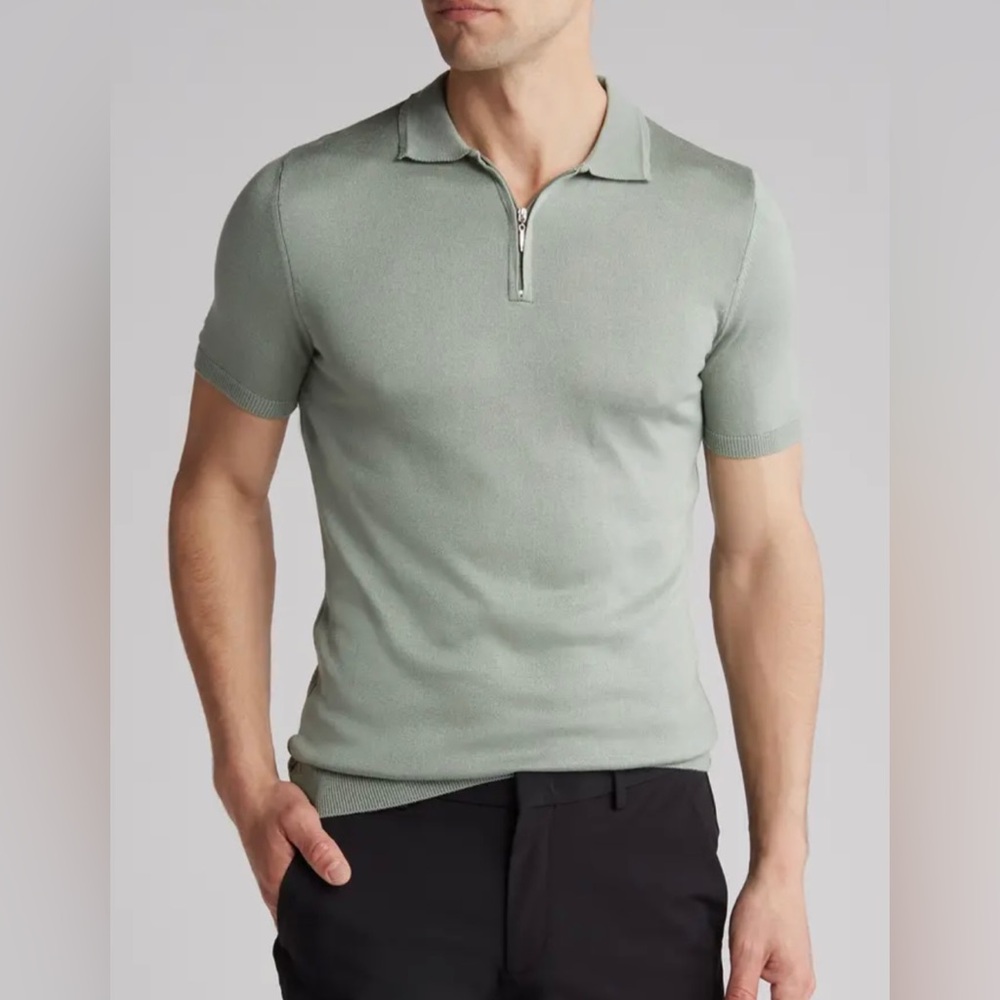 Short Sleeve Quarter Zip Knit Polo
T.R. PREMIUM